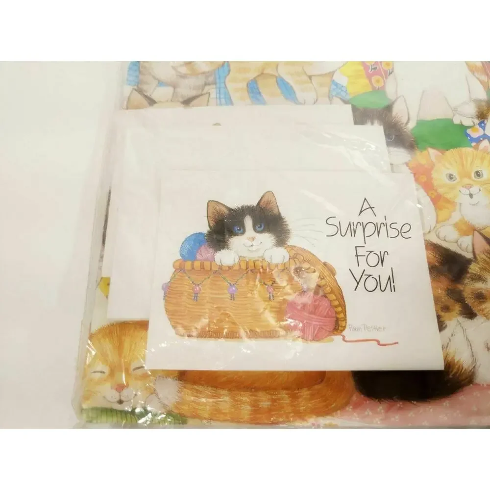 Vintage 1985 Current Playful Cats Gift Wrap‎ & Note Cards Kittens Pam Peltier
